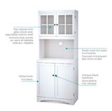 For Living 4-Door Open Shelf Freestanding Kitchen Pantry Storage Cabinet, Cream | FOR LIVINGnull