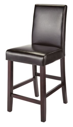 CANVAS Parsons Wood & PU Leather Bar Stool With Backrest, Dark Brown Product image