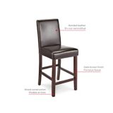 CANVAS Parsons Wood & PU Leather Bar Stool With Backrest, Dark Brown | CANVASnull