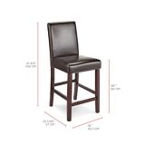 CANVAS Parsons Wood & PU Leather Bar Stool With Backrest, Dark Brown | CANVASnull