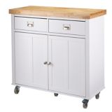 CANVAS Mayfield Wood Top Kitchen Utility Storage Cart/Island With Locking Wheels, White | CANVASnull