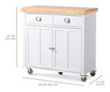 CANVAS Mayfield Wood Top Kitchen Utility Storage Cart/Island With Locking Wheels, White | CANVASnull