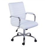CANVAS Blaire Bonded Leather Height Adjustable Swivel Office/Desk Chair With Tilt, White | CANVASnull