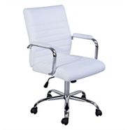 CANVAS Blaire Bonded Leather Height Adjustable Swivel Office/Desk Chair With Tilt, White