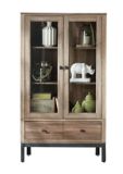 CANVAS Ossington 2-Door Glass Front Storage Cabinet With Drawer, Sonoma Oak Finish | CANVASnull