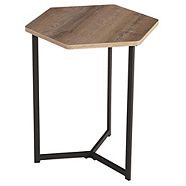 CANVAS Hexagon Metal Frame Sofa End/Side Accent Table For Living/Bedroom, Sonoma Oak Finish