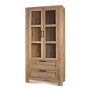 CANVAS Loft 2-Door Glass Front Storage Cabinet With 2 Drawers, Mountain Oak Finish