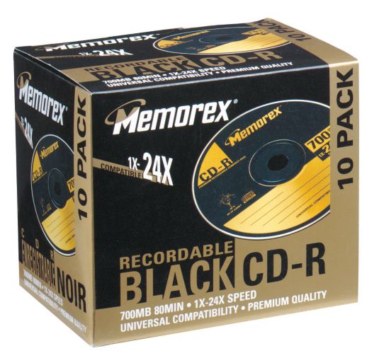 Memorex Printable CD-R, 10-pk, Black Product image
