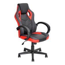 Chaise de bureau à haut dossier ergonomique Linton, noir et rouge