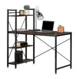 South Shore Evane Industrial Computer Desk with Bookcase Storage ...