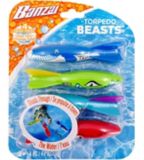 Banzai Torpedo Beast Underwater Torpedo Beasts Pool Diving Toys, Assorted Colours, 4-pc | Banzainull