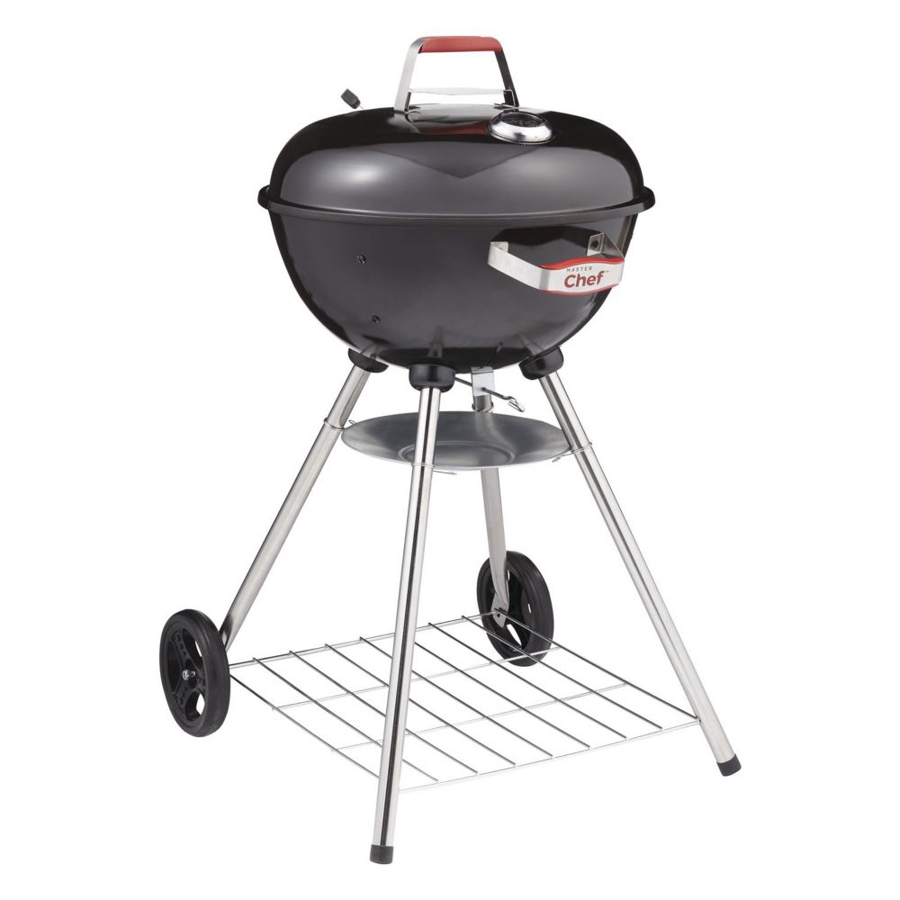 MASTER Chef Portable 14-In Charcoal Kettle BBQ Grill with a