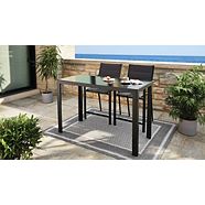 CANVAS Mercier Aluminum Outdoor/Patio/Balcony Dining Table w/Glass Tabletop, 55x24x36-in