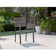 CANVAS Breton Wicker Outdoor Patio Balcony Dining Chair w/ Square Back, Grey