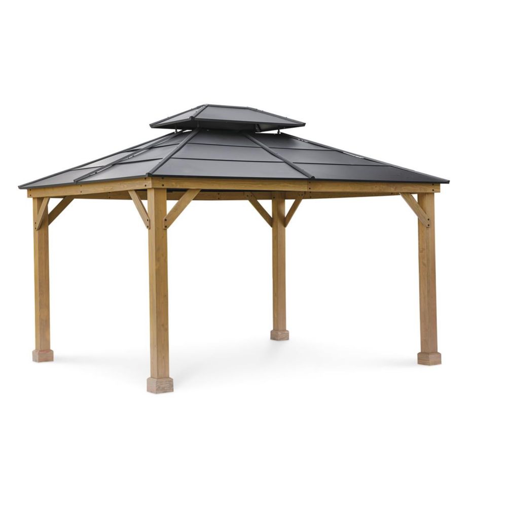 10 ft. x 12 ft.Farrington Hard top Gazebo Graphite A102001702 Hampton