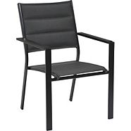 Chaise rembourrée pour table à dîner de terrasse en acier CANVAS Mercier, noir