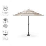Canvas Barcelona Triple Tier Patio Umbrella Beige 11 Ft Canadian Tire