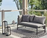 CANVAS Rennie 2-in-1 Small Space Sofa/Chaise Lounge w/ UV & Water Resistant Cushion, Grey | CANVASnull