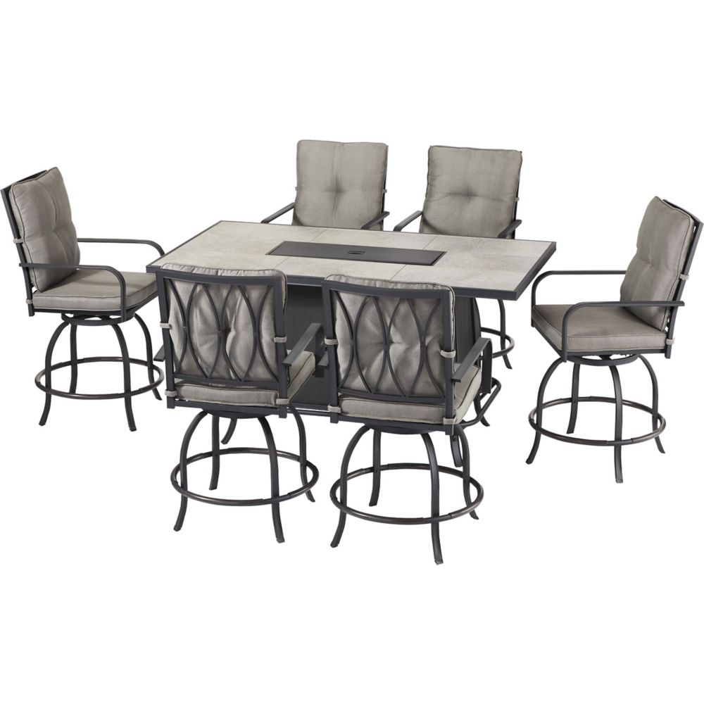 Camrose Fire Table Dining Set, 7-pc Canvas
