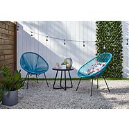 CANVAS Acapulco Wicker & Steel Outdoor Patio Chat Set w/ Glass Top, 3-pc