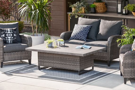 CANVAS Breton Rectangle Outdoor Patio Sectional Coffee/Dining Table, Adjustable Height Product image