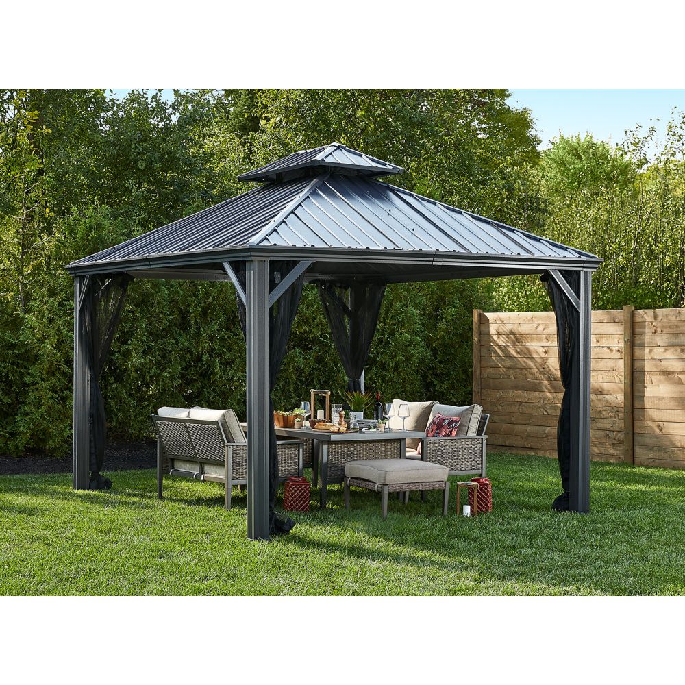 Hampton Bay 10 ft. x 12 ft.Farrington Hard top Gazebo Graphite