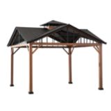CANVAS Alverstone Square Outdoor/Patio Hard-Top Gazebo w/ Multi-tier Roof, Brown, 12x12-ft | CANVASnull