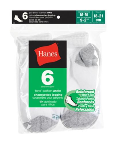 Socquettes Hanes, garçon, blanc, paq. 6 Image de l’article