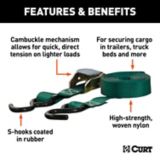 Sangles cargo avec crochet en S CURT, vert foncé 15 pi (300 lb, paq. 2) | CURTnull
