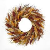 CANVAS Colour Wheat Wreath, Easy to Install, Fall & Thanksgiving Decoration, Orange, 24-in | CANVASnull