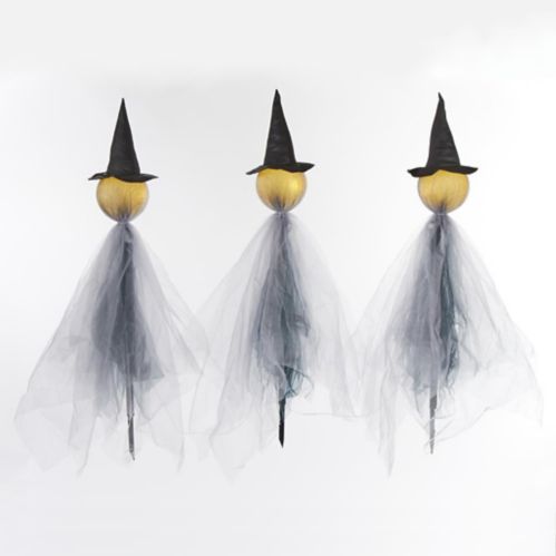 Piquet de sorcière avec lumières à DEL For Living avec minuterie pour décorations d'Halloween, blanc, 42 po, paq. 3 Image de l’article
