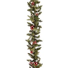 NOMA Grandin Ultra Real Artificial Christmas Garland with Red Ornaments ...