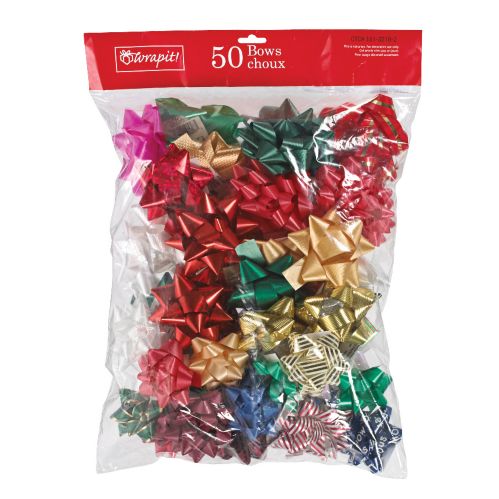 For Living Christmas Decoration Gift Bows, Assorted Colour, 50-pk Product image