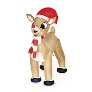 GEMMY Inflatable Rudolf with Twinkling Nose Christmas Decoration Self-Inflating, 3.5-ft