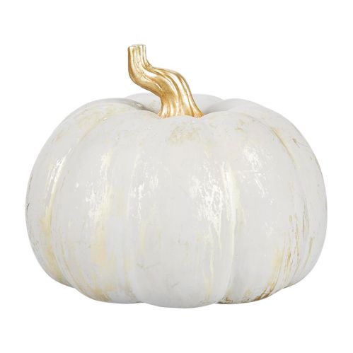CANVAS Resin Wood Pumpkin, Tabletop Home Decorations for Fall & Thanksgiving, White, 7-in Product image