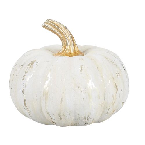 CANVAS Resin Wood Pumpkin Tabletop Home Decorations for Fall & Thanksgiving, White, 5-in Product image