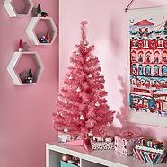 NOMA Pre Lit Artificial Tabletop Christmas Tree, Pink, 3-ft