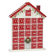 CANVAS Wood House Shaped Advent Calendar, 17-in