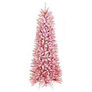 NOMA Flocked Pink Tinsel Pre-Lit LED Christmas Tree, 6.5-ft