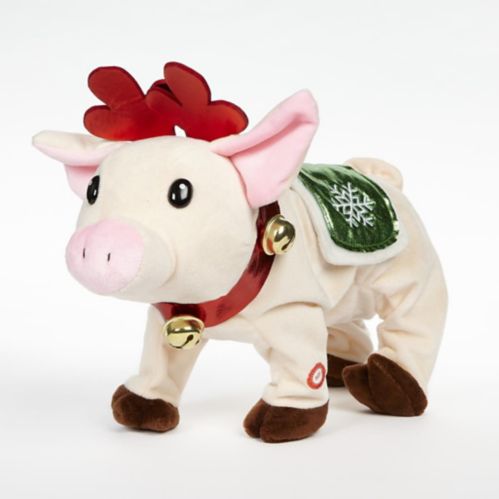 For Living Animated Dancing Christmas Decoration Pig Plush, Pink, 11-in Product image