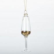 CANVAS Gold Collection Champagne Glass with Gold Glitter Ornament, Glass, 6-in