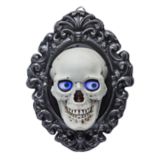 For Living Animated Skull Plaque with Blinking LED Light Eyes for Halloween, White, 14-in | FOR LIVINGnull