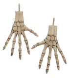 Gemmy Skeleton Bone Hands, Halloween Pumpkin Push-In Decoration Kit, White, 8-in, 2-pc | Gemmynull