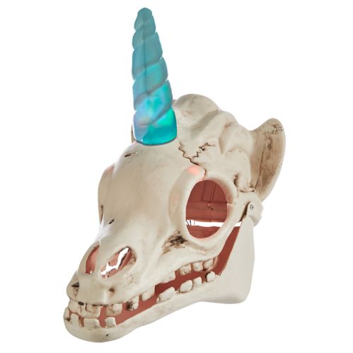 For Living Light Up Skeleton Unicorn Head with LED Lights for Halloween, White, 11-in Product image