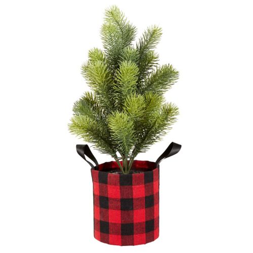 CANVAS Christmas Decoration Artificial Table Top Tree in Buffalo Check Tote, 16-in Product image