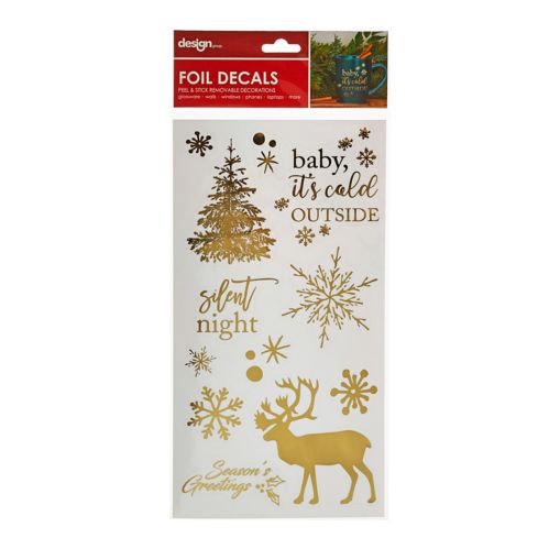 Peel & Stick Reusable Christmas Decoration Foil Decals, Gold Product image