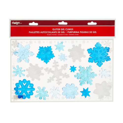 Peel & Stick Reusable Christmas Decoration Gel Glitter Clings, Blue Product image