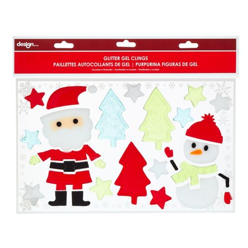 Peel & Stick Reusable Christmas Decoration Holiday Character Gel Glitter Clings Product image