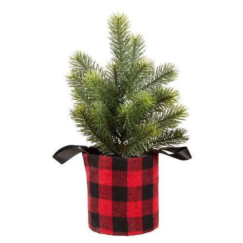 CANVAS Christmas Decoration Artificial Tree in Buffalo Check Tote, 12-in Product image
