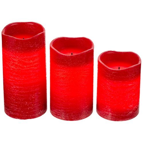 Décoration de Noël bougies en cire à DEL à pile CANVAS, rouge, paq. 3 Image de l’article
